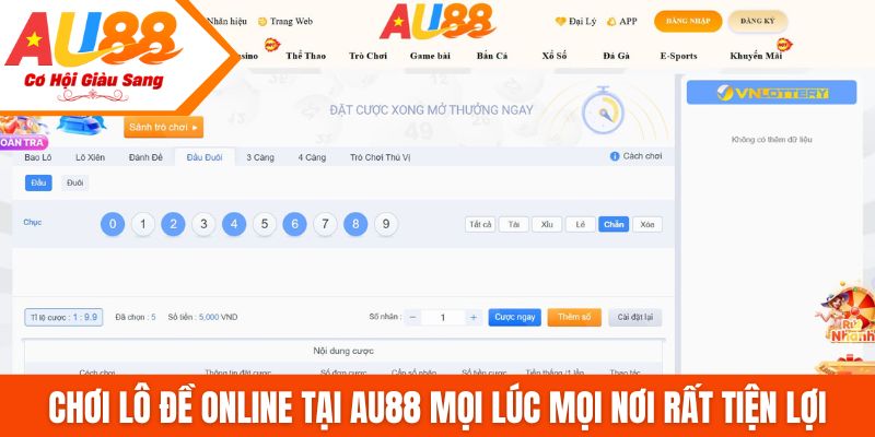 Chơi lô đề online tại AU88 mọi lúc mọi nơi rất tiện lợi