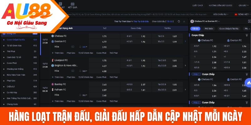 Hàng loạt trận đấu, giải đấu hấp dẫn cập nhật mỗi ngày