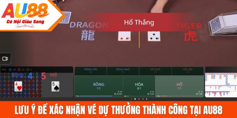 Lưu ý để xác nhận vé dự thưởng thành công tại AU88