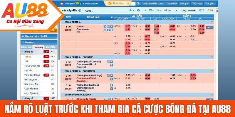Nắm rõ luật trước khi tham gia cá cược bóng đá tại AU88