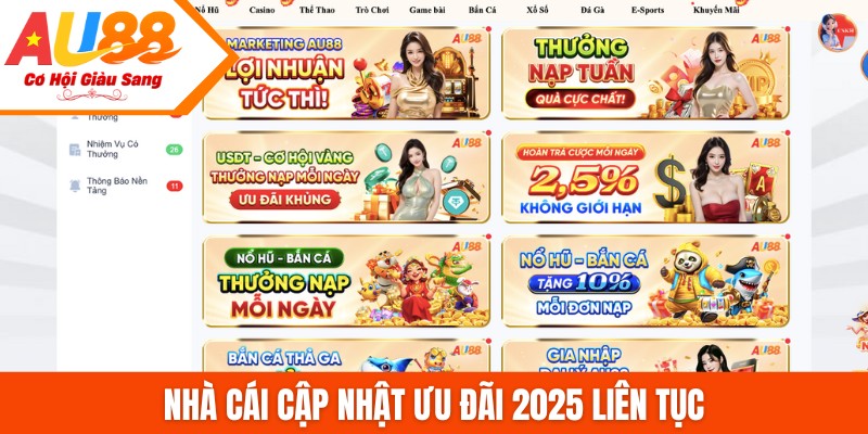 Nhà cái cập nhật ưu đãi 2025 liên tục